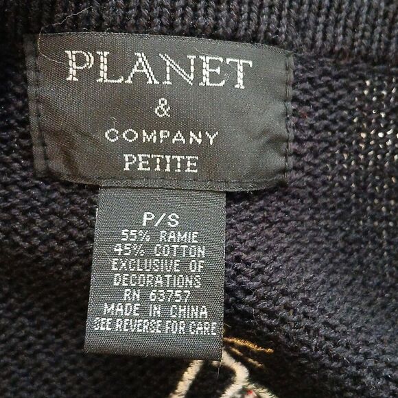 Planet & Co  Petite black holiday Christmas stocking cardigan Sz SP - Picture 11 of 11